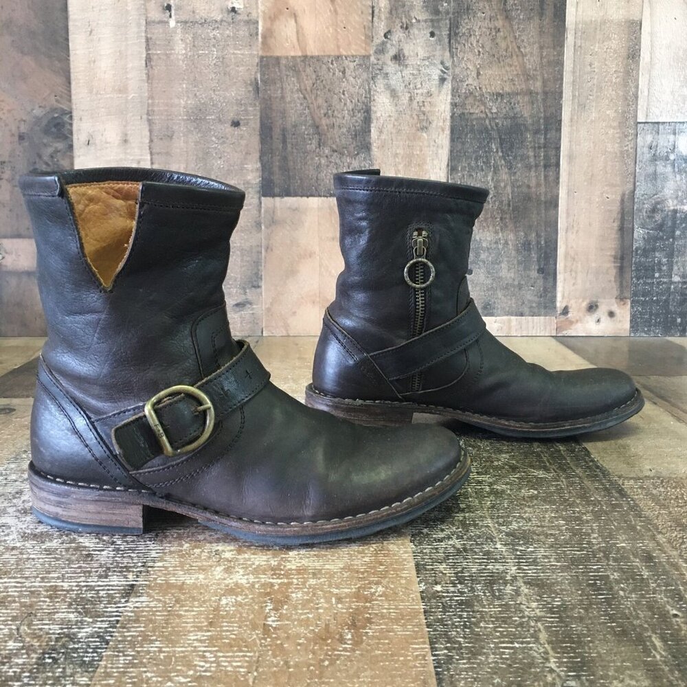 Fiorentini Baker Brown Side Zip Buckle Ankle Boots Womens EUR 35.5 US 5.5 - Picture 10 of 12